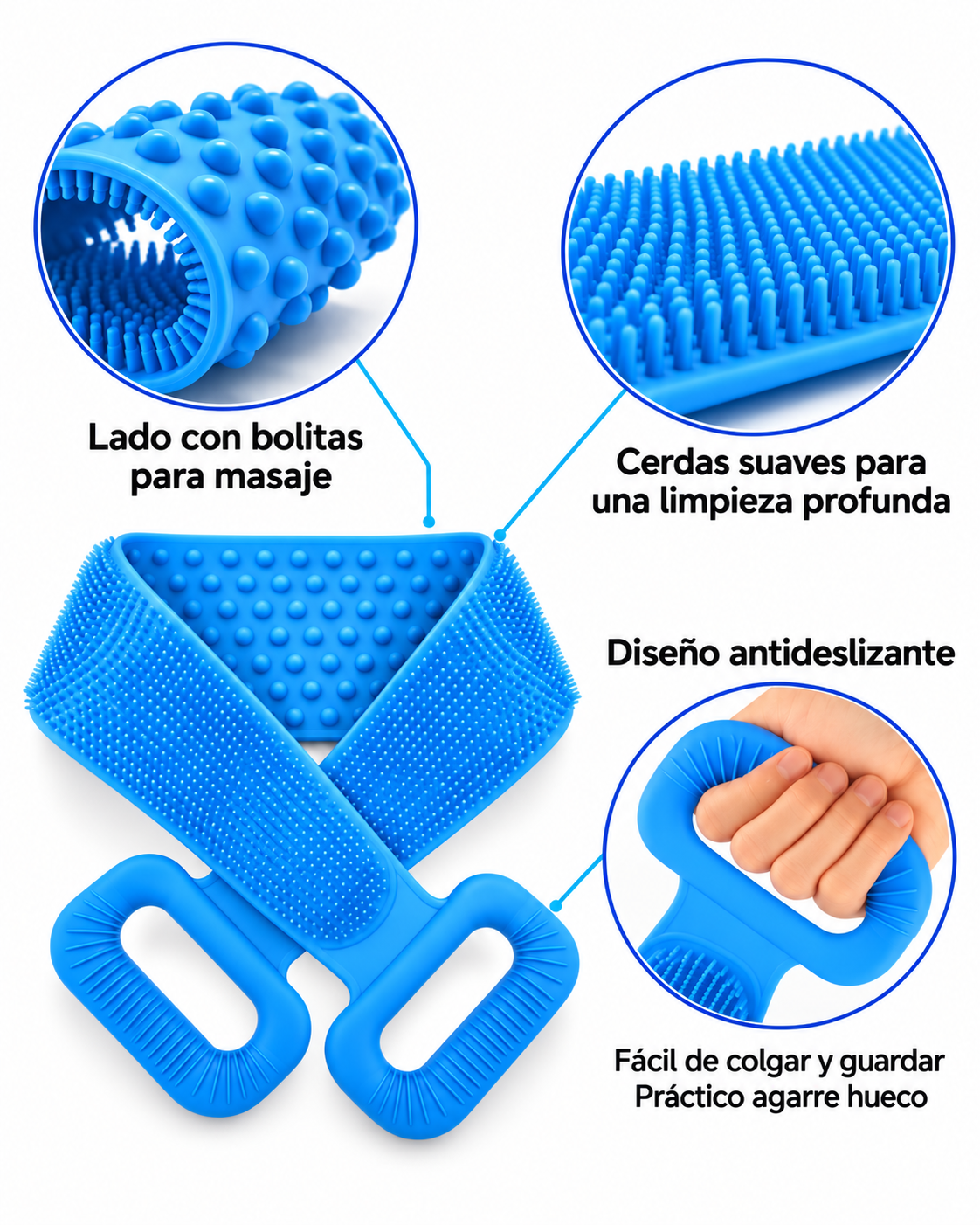 Cepillo de silicona para la espalda